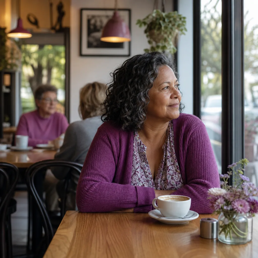 Two mature Christchurch singles walking beside the Avon River
