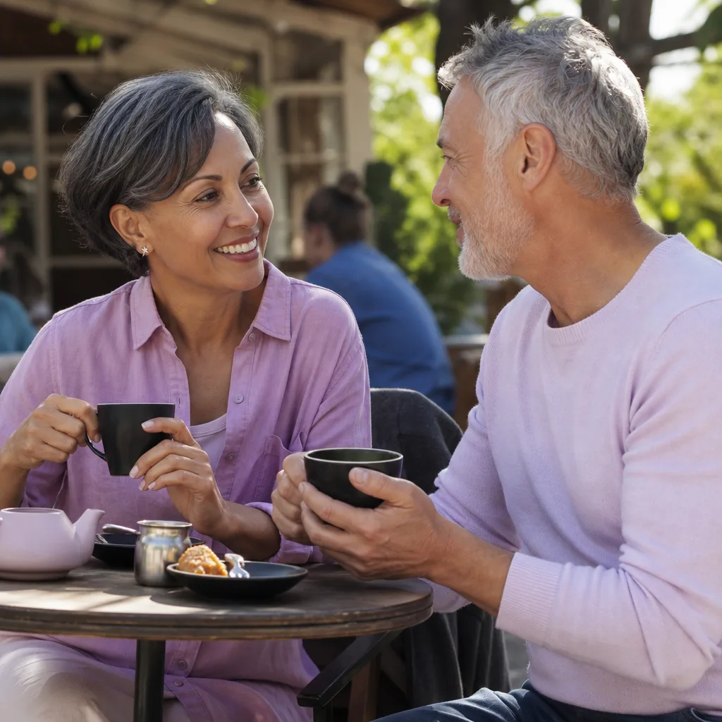 Mature woman creating a dating profile at home in Christchurch